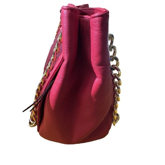 New Mario Valentino Handbag Luisa Embossed Red Leather Large Purse NWT - Picture 6 of 10